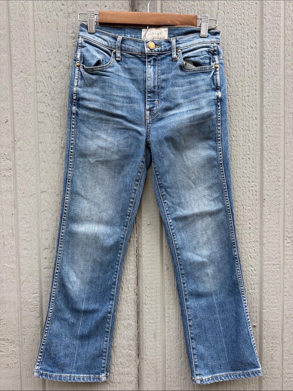 The GREAT. The NERD Light Blue Flare Cropped Jeans Size: 26 - Picture 2 of 9